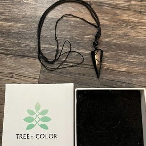 Tree of Color in box Obsidian Truth Pyramid stone necklace